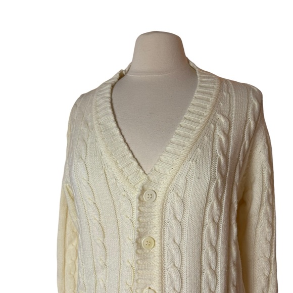 VTG Fisherman Cableknit Cardigan Sweater Women’s Sz Medium Catalina 70’s Acrylic - Picture 2 of 4